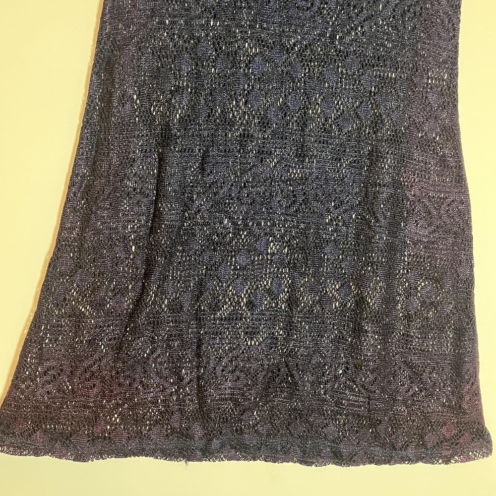 Brentwood Dress Womens Small Purple Navy Crochet Knit Sheer Short Sleeve A-Line - Picture 4 of 11